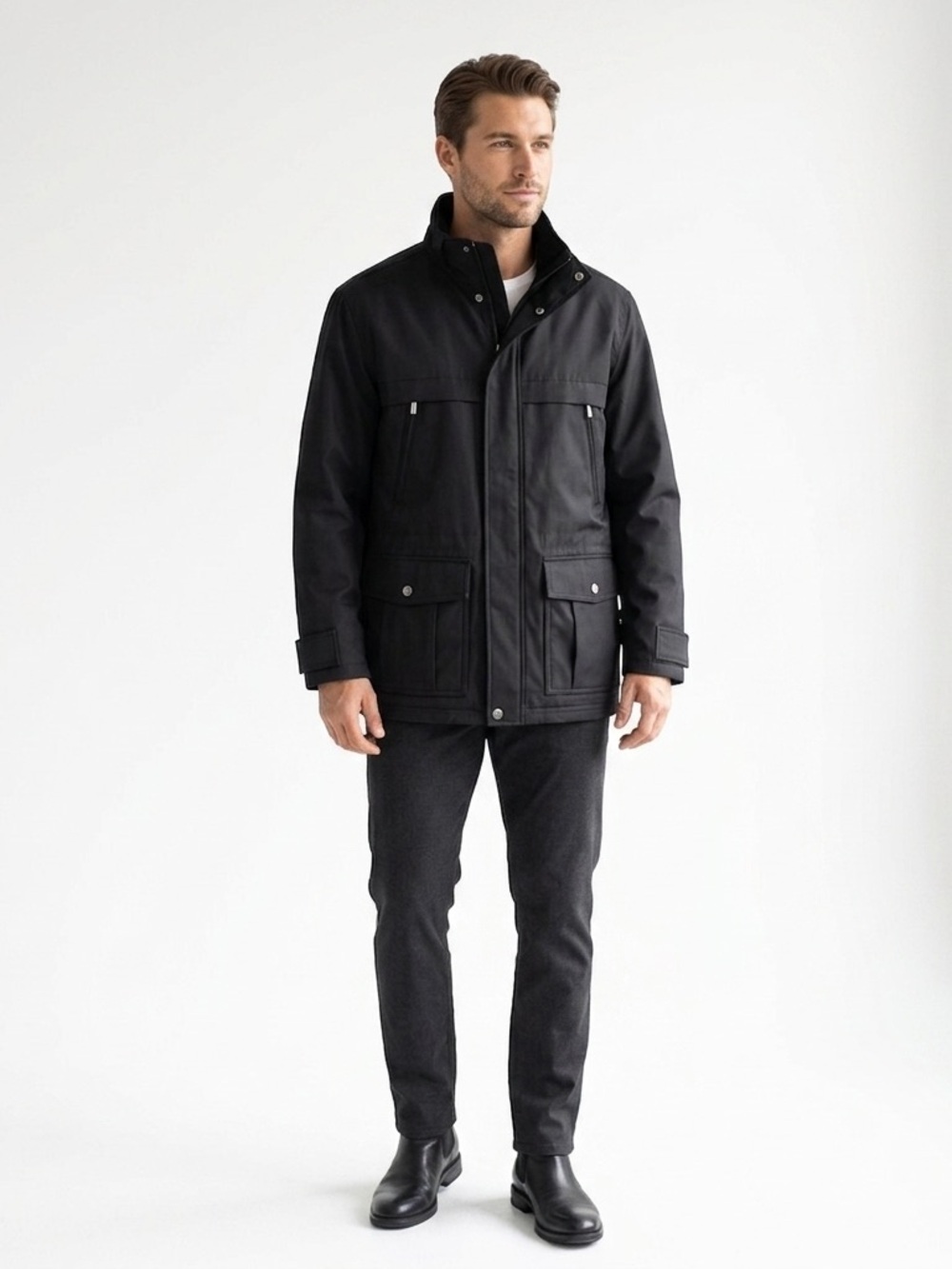 MICHAEL Michael Kors Men's Black Utility Field Jacket 2-in-1 Removable Liner XL